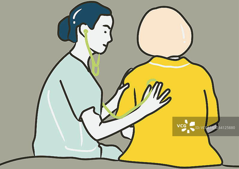 医生用听诊器听患者呼吸图片素材