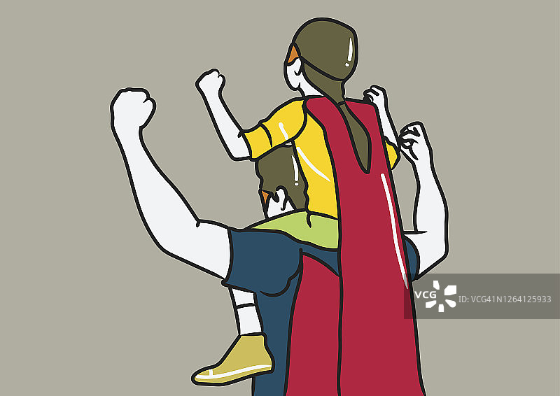 女儿和爸爸玩超人游戏图片素材