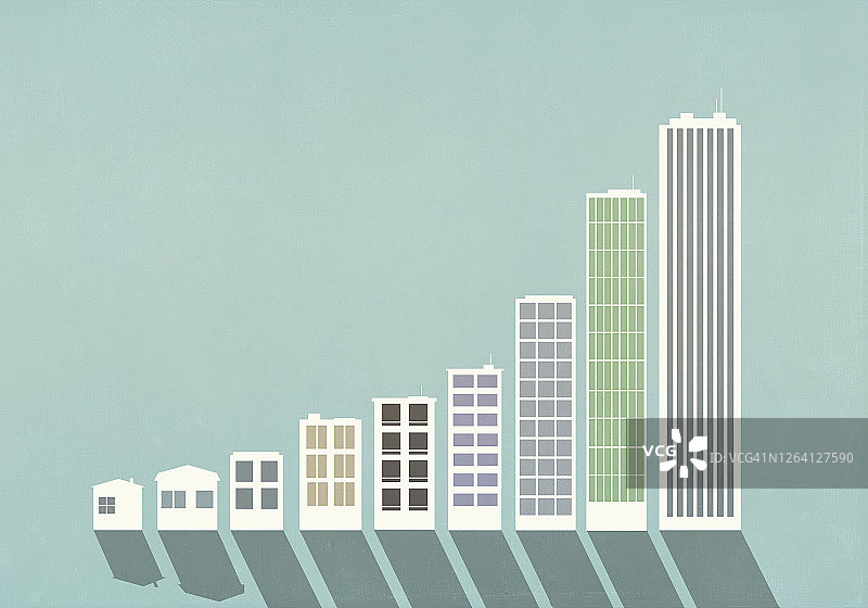 形成条形图的上升建筑物图片素材
