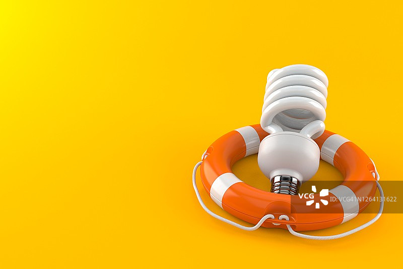 救生圈内的节能灯泡图片素材