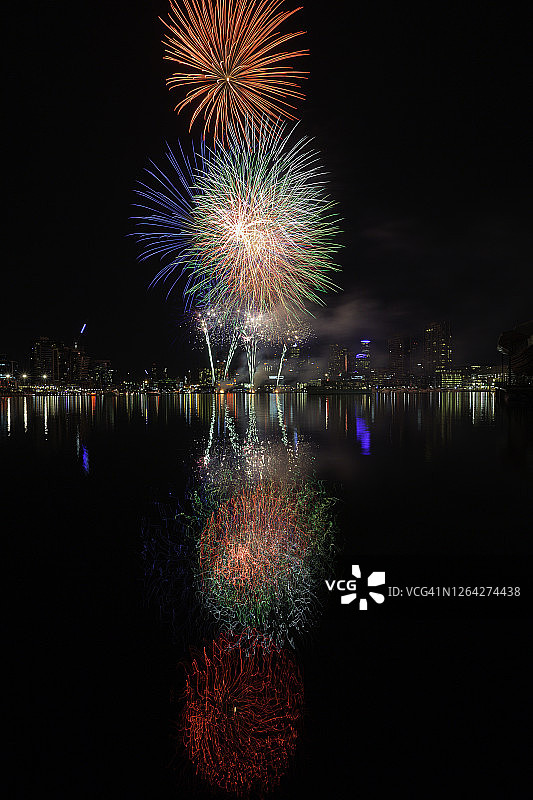 墨尔本码头区的冬季烟花图片素材