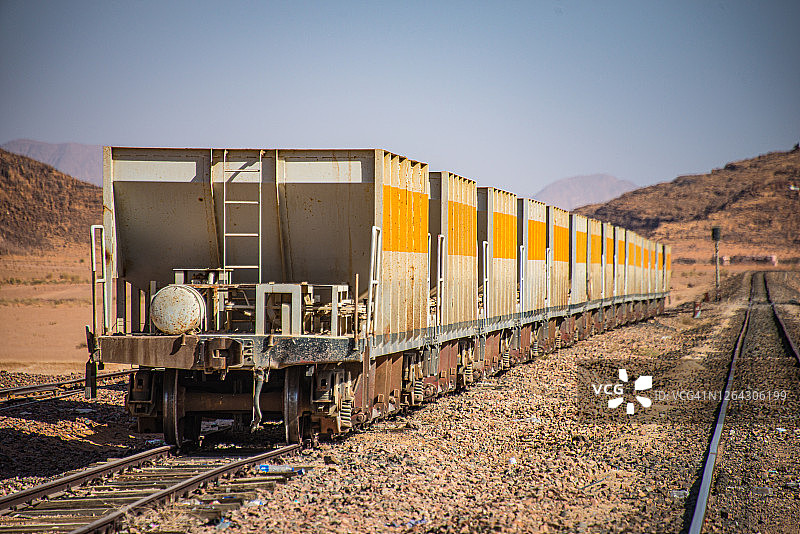 约旦沙卡里亚瓦迪拉姆的著名汉志铁路列车图片素材