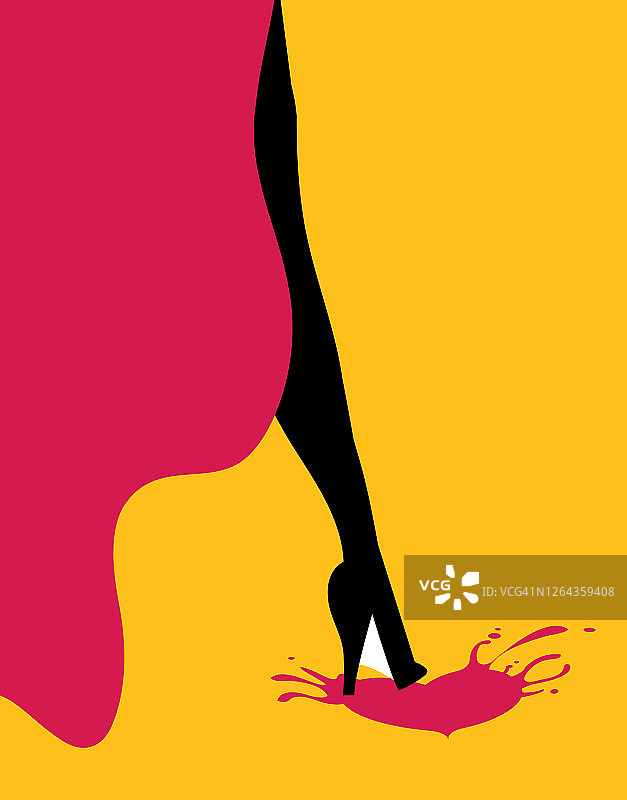 踩在心上的女人插画图片素材