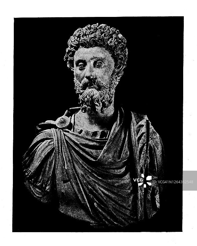 马可·奥勒留肖像：公元161至180年的罗马皇帝和斯多葛派哲学家图片素材