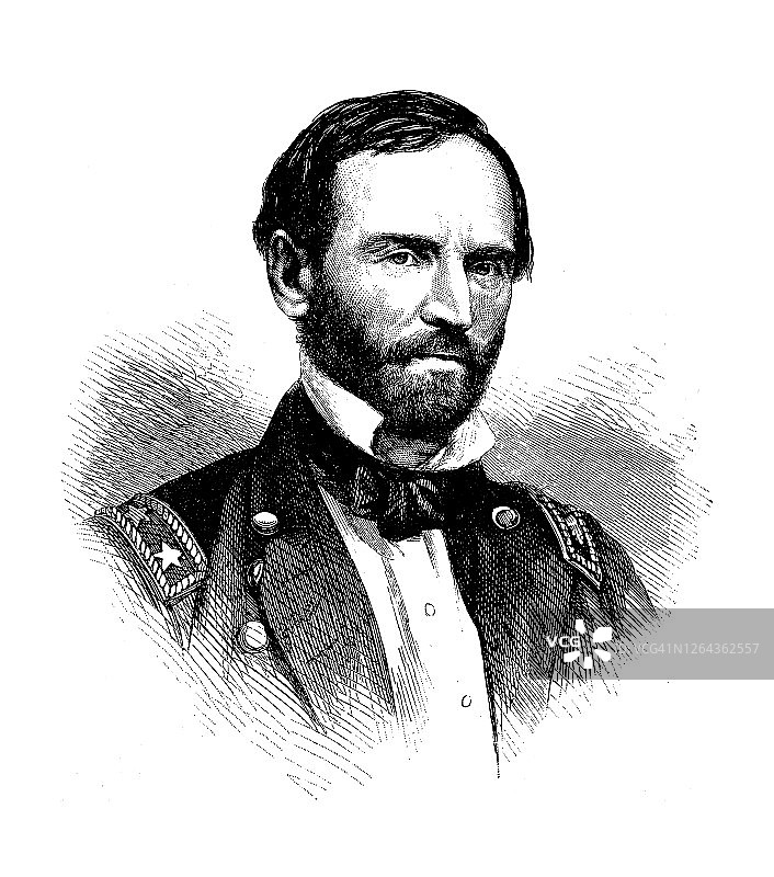 威廉·特库姆塞·谢尔曼将军的画像图片素材