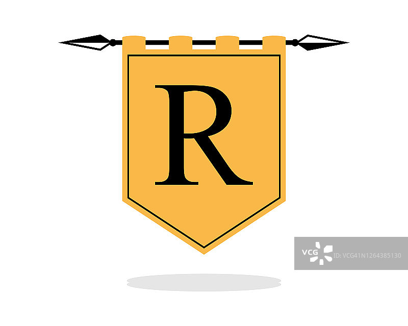 带矛和R字母首字母的盾牌堡垒图片素材