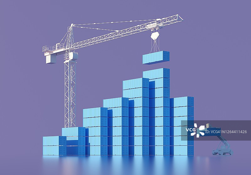 容器构成的上升柱状图图片素材
