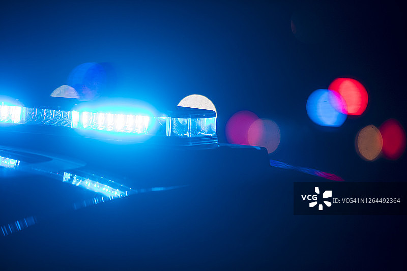 警车LED灯特写图片素材