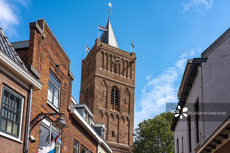 荷兰南荷兰省诺德韦克，奥德耶伦斯教堂的塔楼图片素材