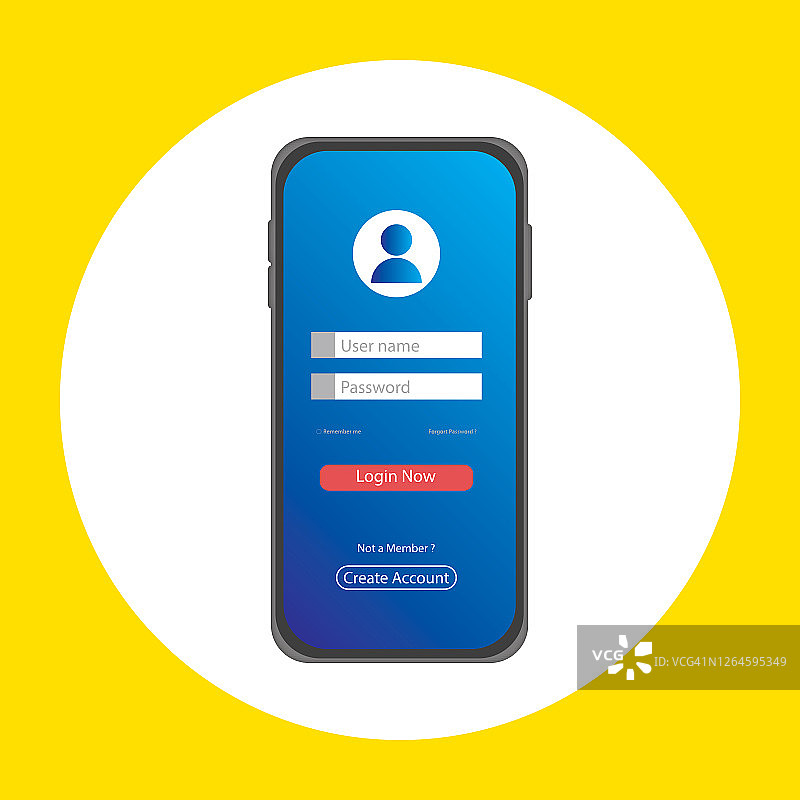 智能手机屏幕上的登录页面插画图片素材