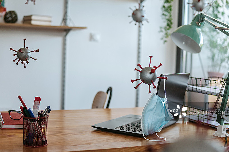 办公室漂浮的空气传播病毒图片素材