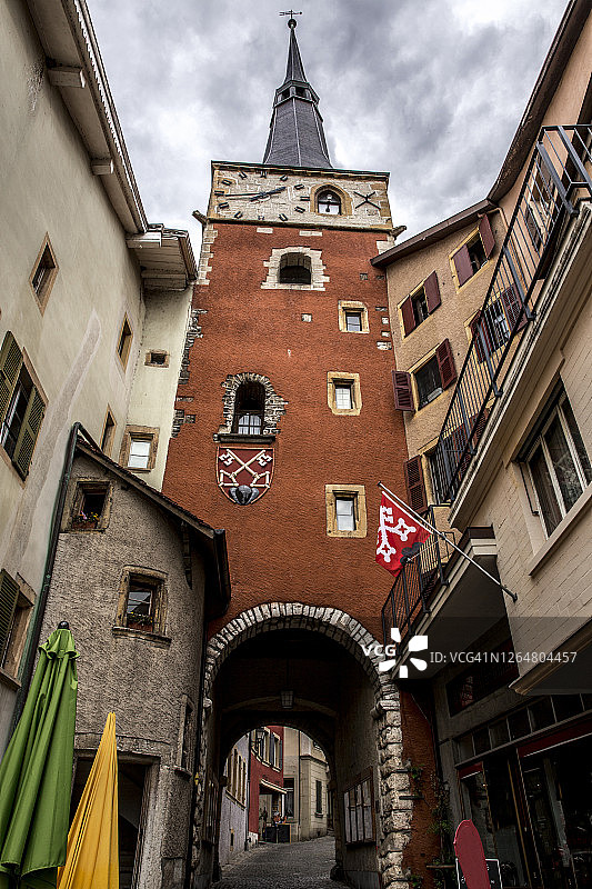 美丽的瑞士古镇街道风光图片素材