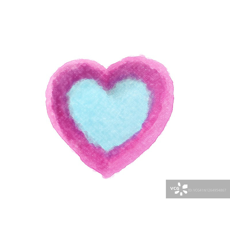 水彩粉色和蓝色爱心图片素材