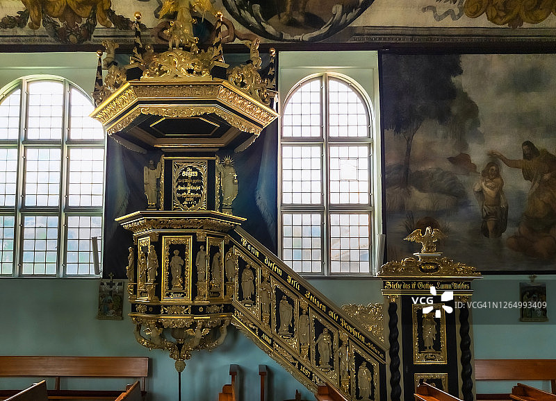 斯特格纳耶稣圣心教堂的巴洛克布道坛图片素材