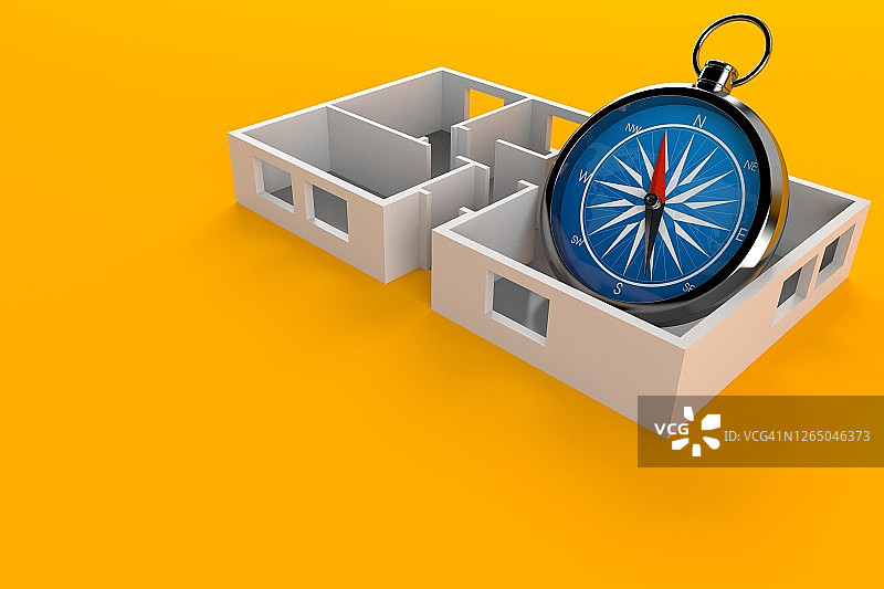 房屋平面图中的指南针图片素材