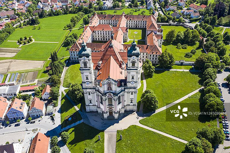 德国巴伐利亚州奥托博伊伦修道院航拍图片素材