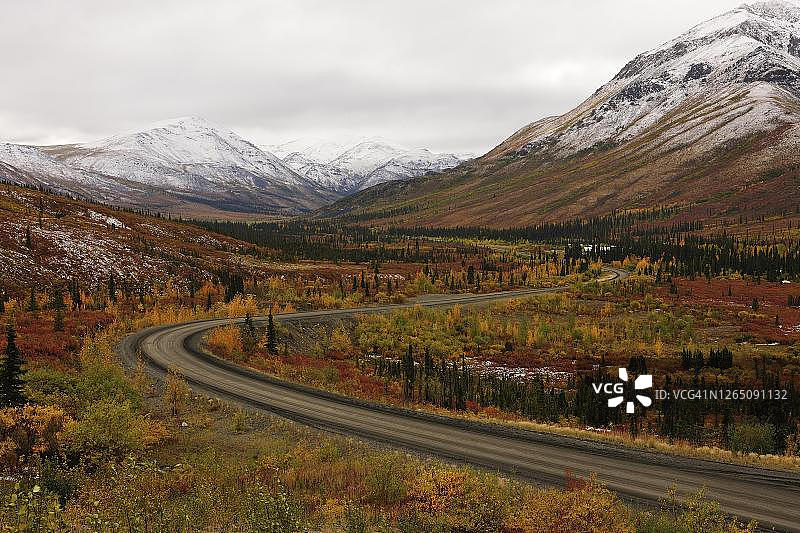 加拿大育空地区墓碑山脉中的邓普斯特公路（秋季）图片素材