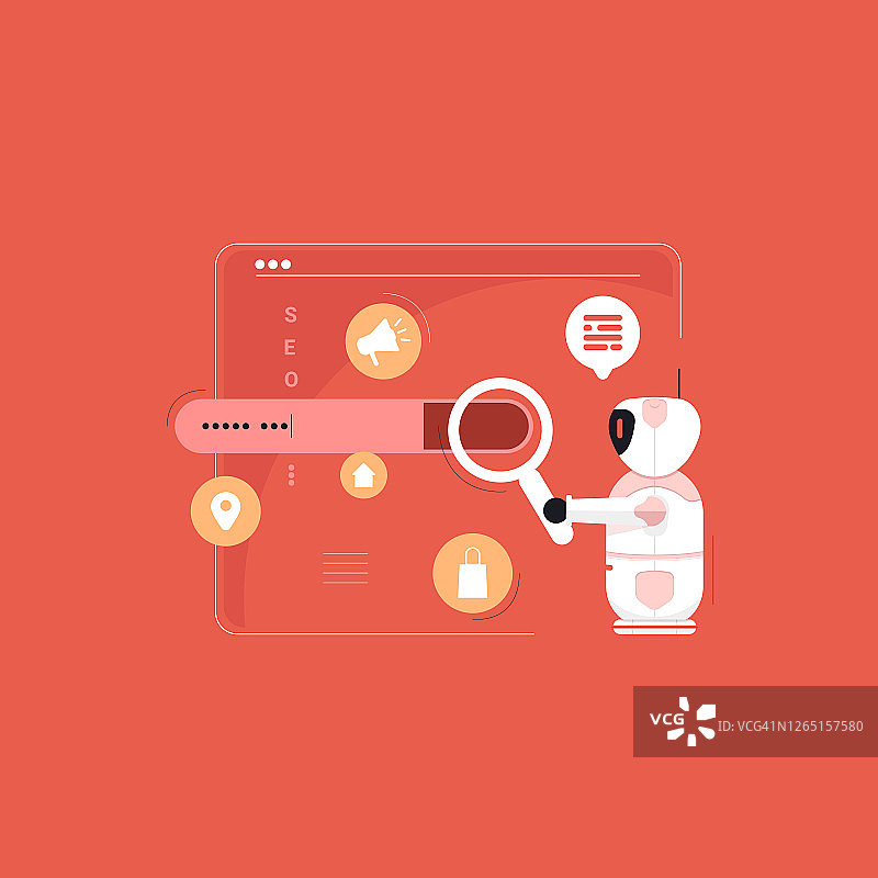 机器人搜索引擎优化关键词研究工具互联网营销图片素材