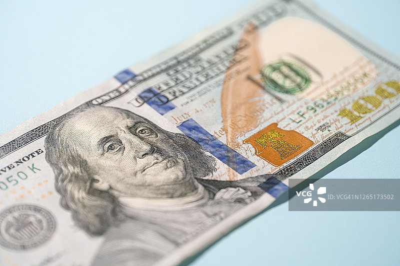 美国一百美元钞票特写图片素材