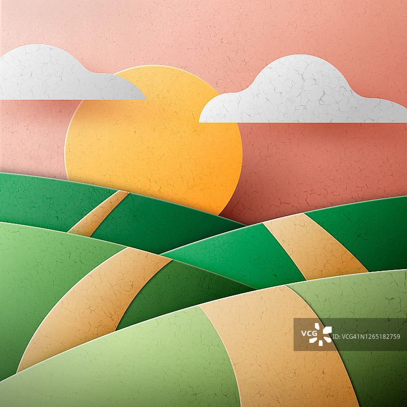 3D山丘与阳光图片素材