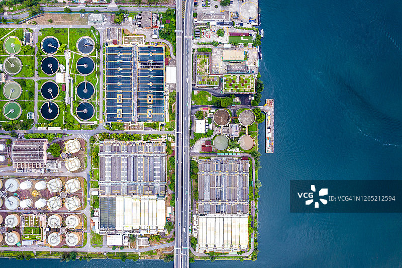 无人机视角：沙田污水处理厂图片素材
