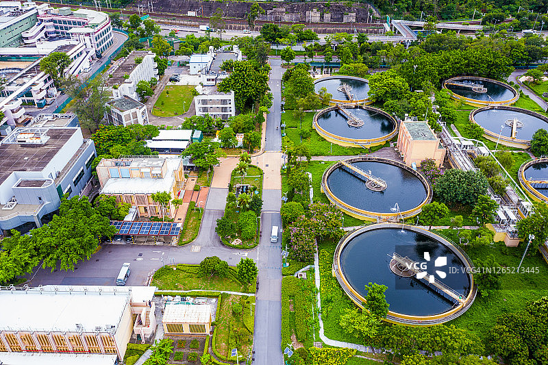 无人机视角：沙田污水处理厂图片素材