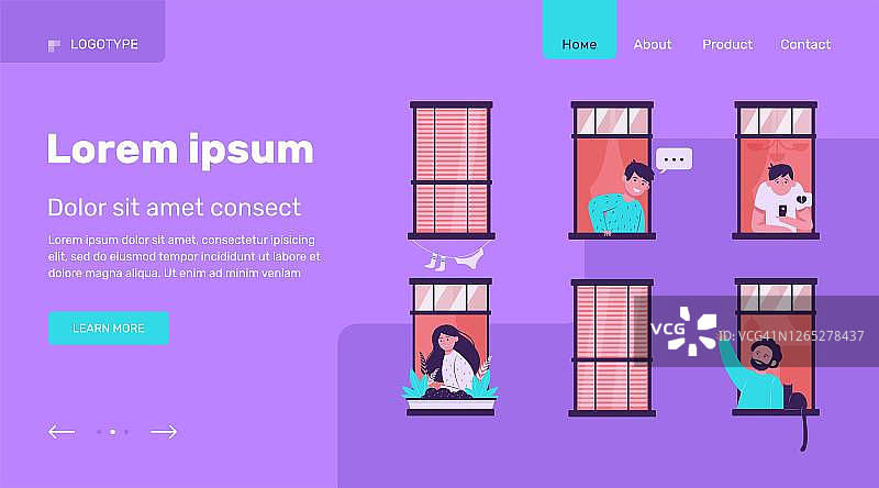 公寓打开窗户，友好的邻居图片素材