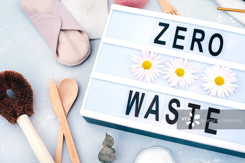 零浪费标语和各种生态产品图片素材