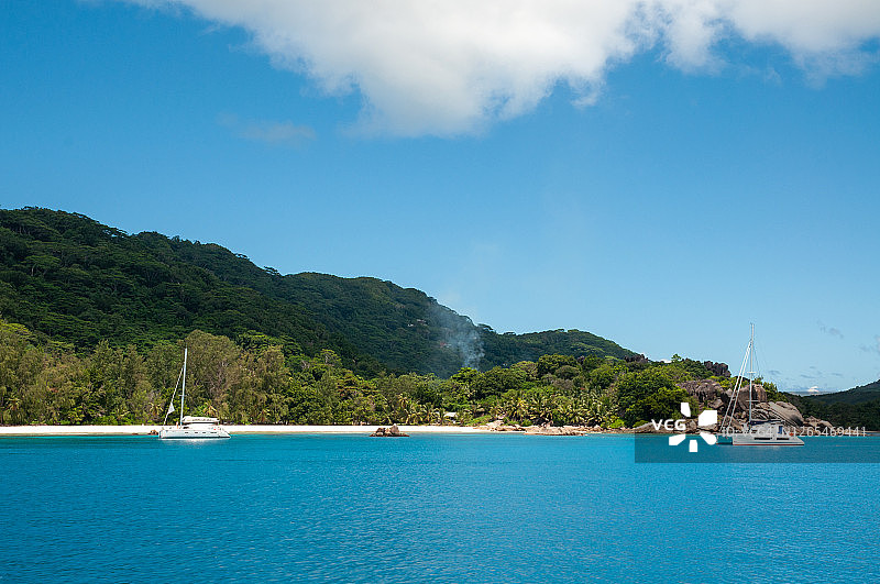 塞舌尔迪戈岛Anse Severe海湾美丽的热带风光图片素材