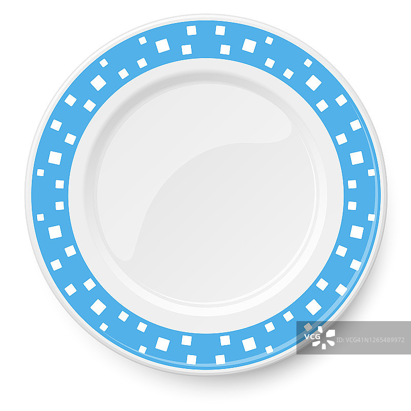 带有白色正方形元素图案的蓝色矢量盘，无序排列，与白色背景隔离图片素材