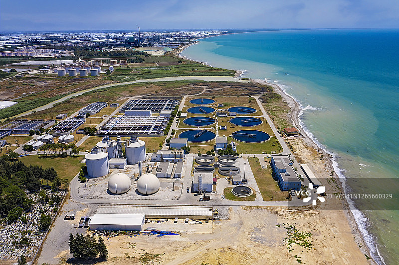水净化厂的鸟瞰图图片素材
