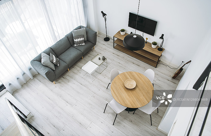 顶层公寓现代客厅内景图片素材