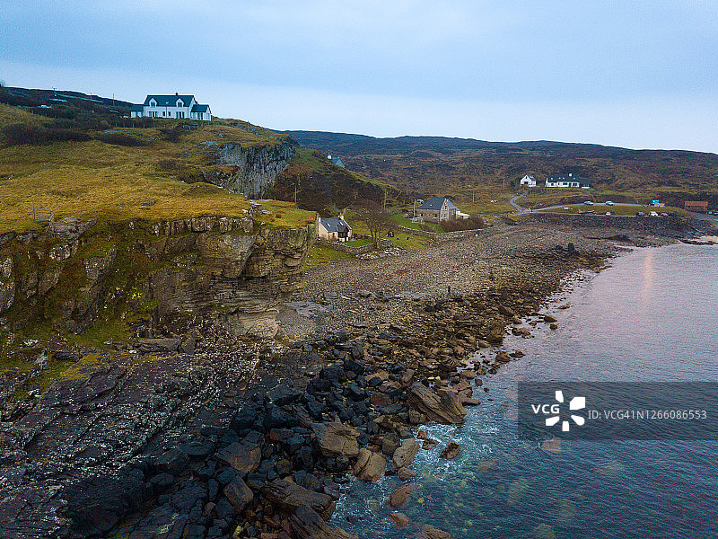 高地卵石滩和美丽风景图片素材