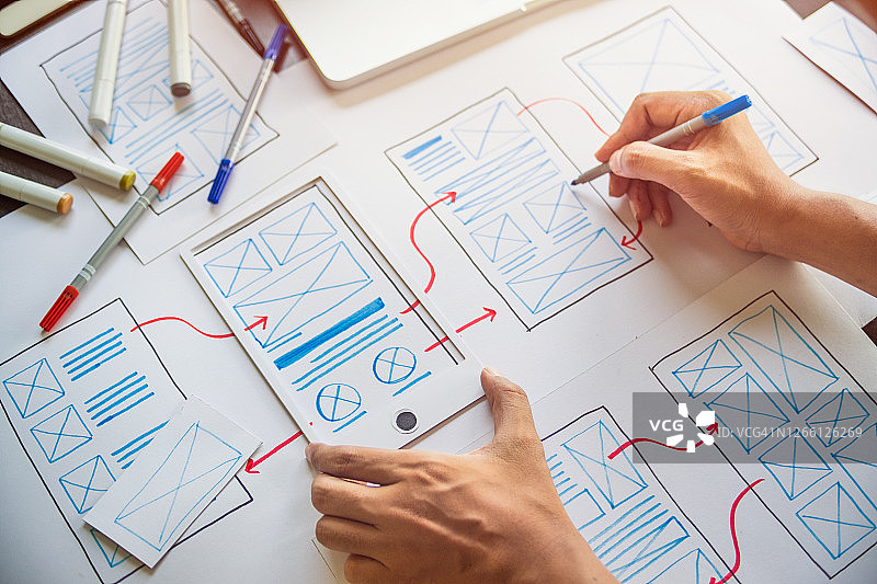 设计师开发用户体验图形原型应用程序图片素材