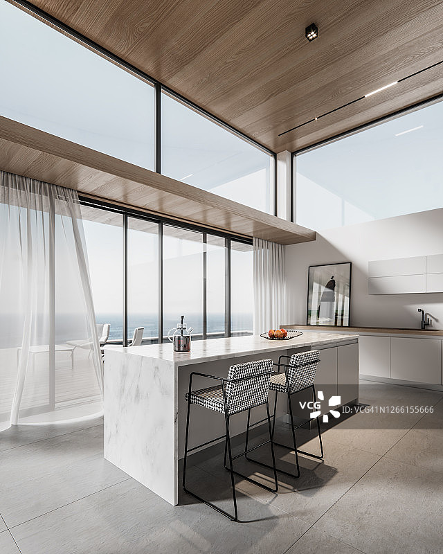 厨房海湾的3D渲染图片素材