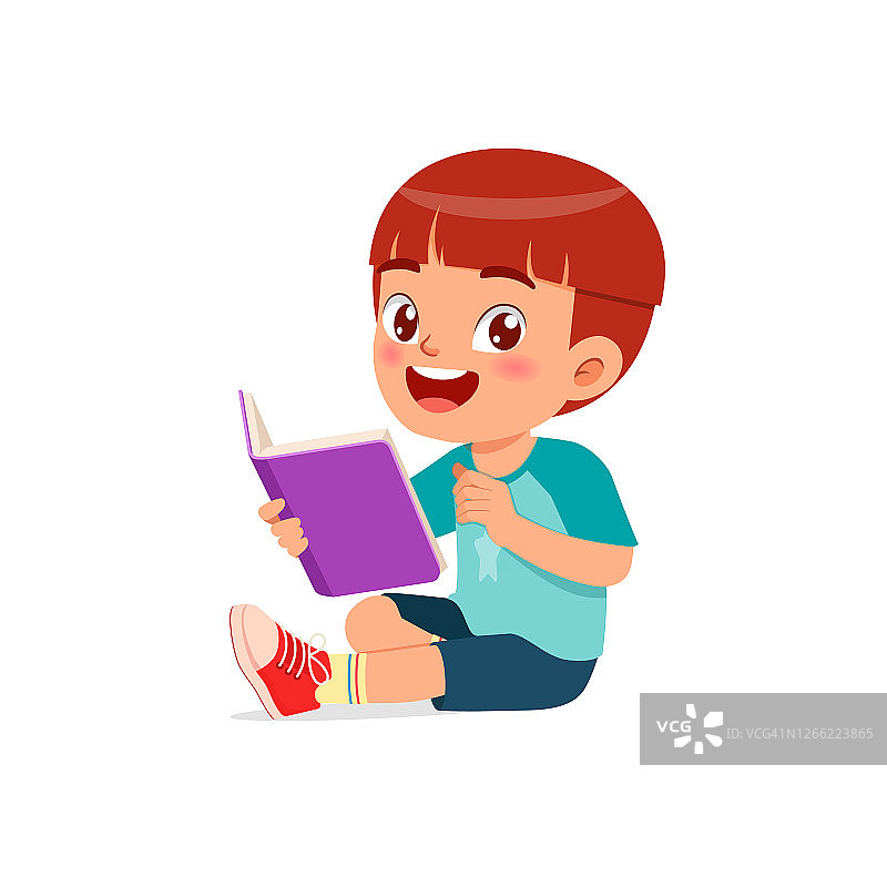 快乐可爱的小男孩女孩读书学习图片素材