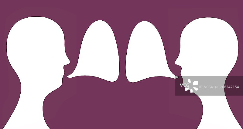 手绘人头和对话气泡图片素材