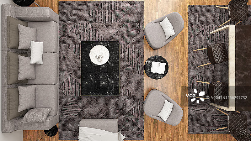 现代客厅顶视图图片素材