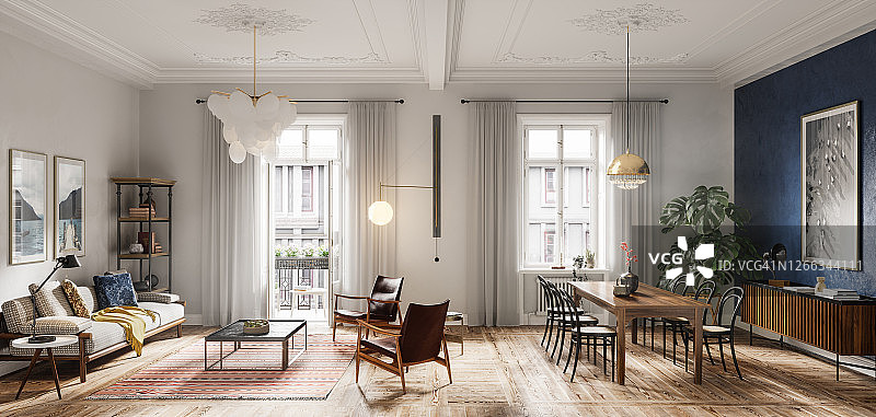 3D现代客厅室内设计图片素材