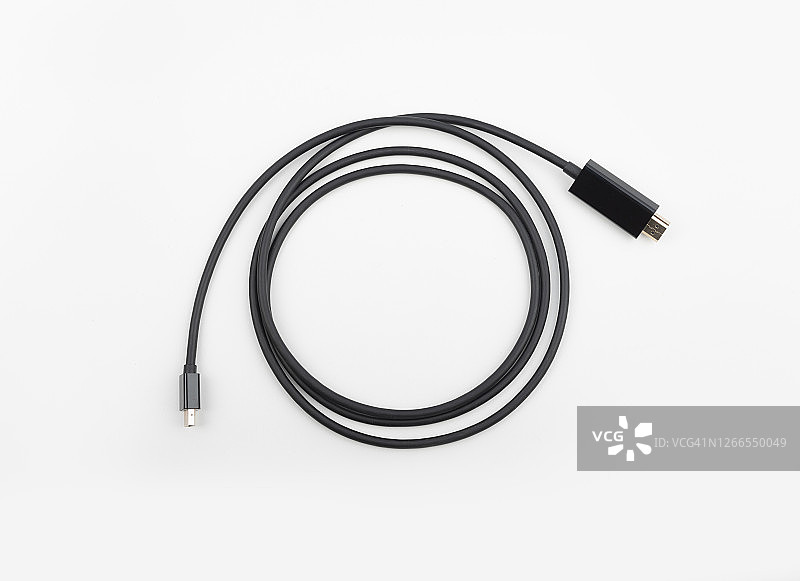 HDMI和迷你显示端口线缆特写图片素材