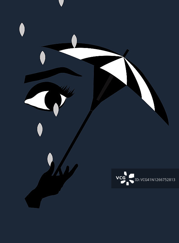 哭泣的女人与雨图片素材