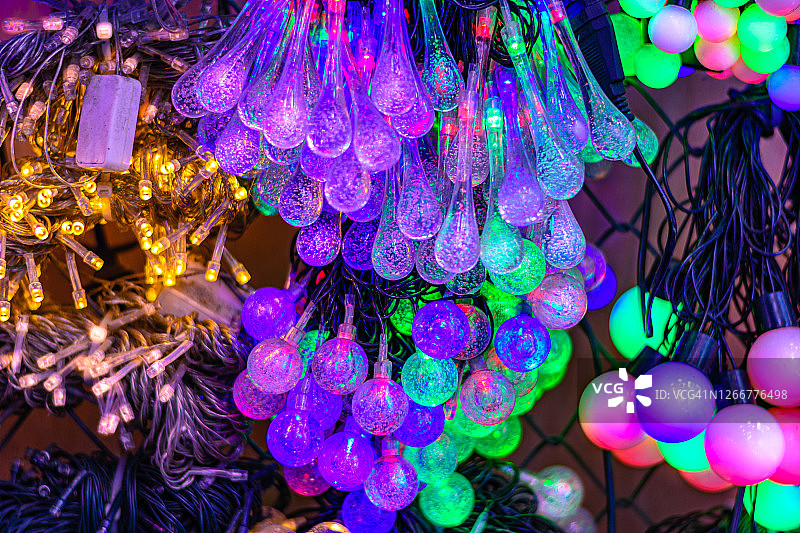 夜间彩色照明特写图片素材