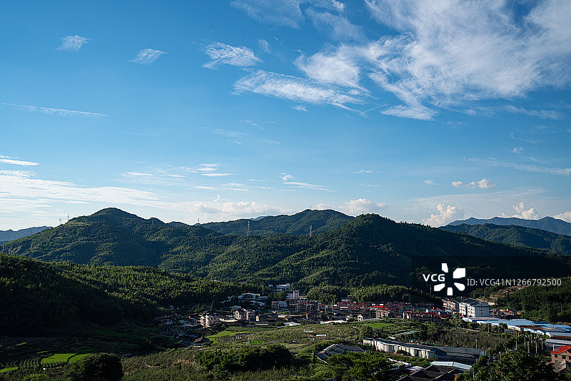 蓝天白云青山图片素材