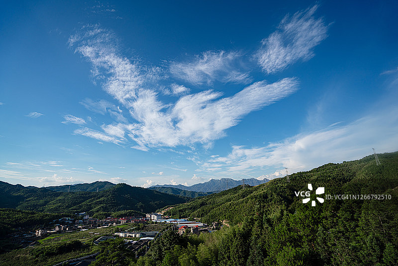 蓝天白云青山图片素材