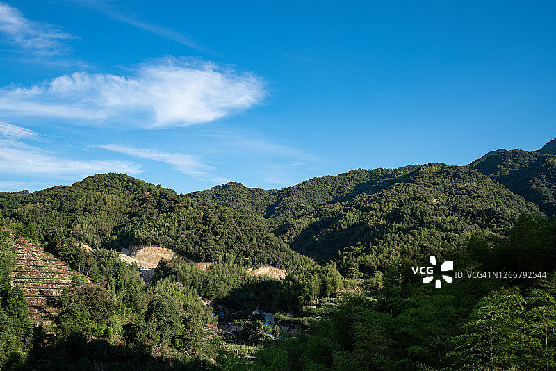 蓝天白云青山图片素材