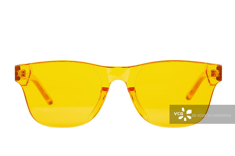 白色背景上的黄色太阳镜图片素材