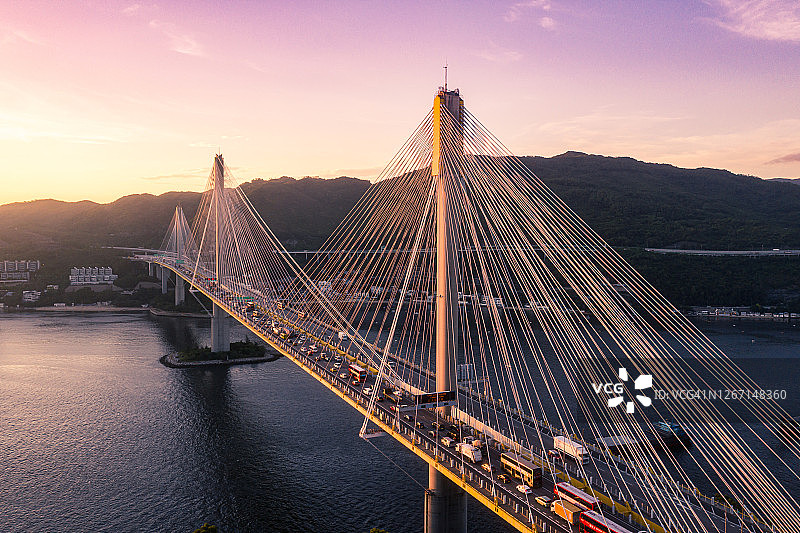 香港汀九桥航拍视角图片素材