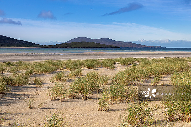英国苏格兰外赫布里底群岛哈里斯岛卢斯肯泰尔的美丽海滩图片素材