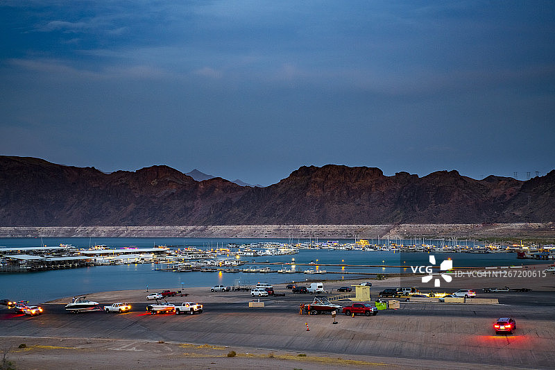 拉斯维加斯附近的米德湖码头图片素材