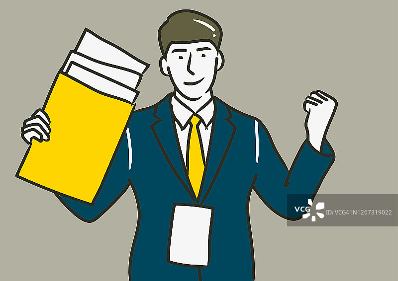 面带笑容的求职者拿着文件图片素材